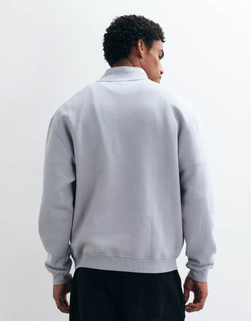 ASOS DESIGN - Essentials - Grå oversized T-shirt med kvart lynlås, 4 af 5