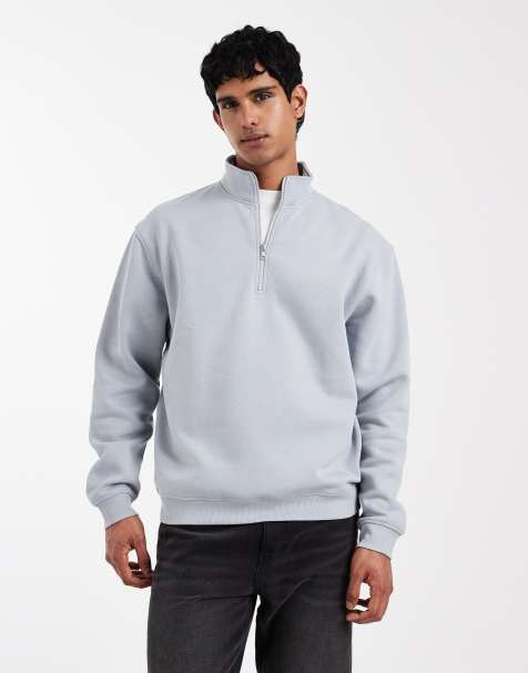 ASOS DESIGN – Essentials – Grå sweatshirt i oversized fit med kvartslång dragkedja - view 1
