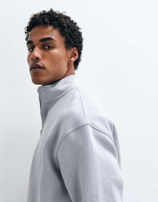 ASOS DESIGN – Essentials – Grå sweatshirt i oversized fit med kvartslång dragkedja, 2 av 5
