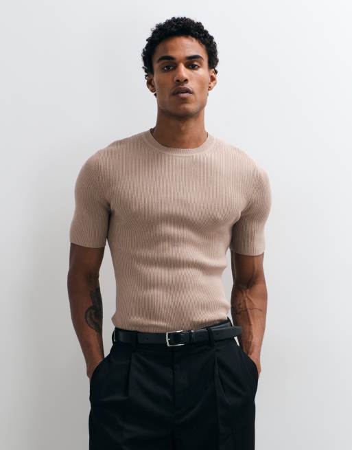 ASOS DESIGN - Essentials - Gråbrun tætsiddende overdel i fin ribstrik med rund hals, 2 af 5