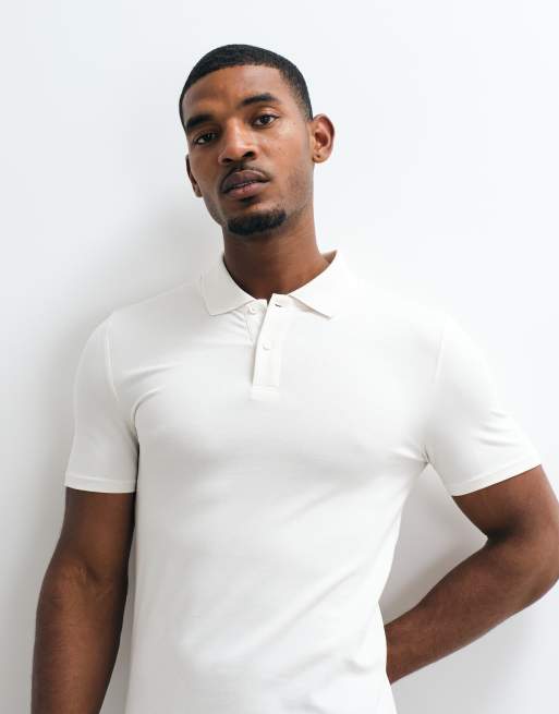 ASOS DESIGN – Essentials – Gräddvit, enkel pikétröja i muscle fit, 2 av 5