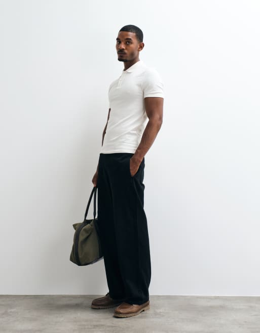 ASOS DESIGN – Essentials – Gräddvit, enkel pikétröja i muscle fit, 3 av 5