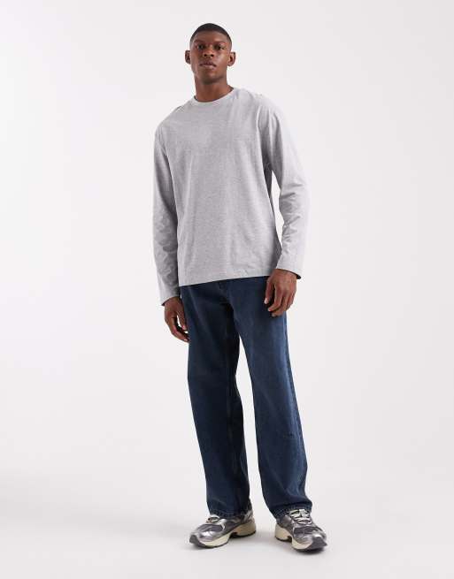 ASOS DESIGN – Essentials – Gråmelerad, avslappnad t-shirt med långa ärmar, 2 av 5