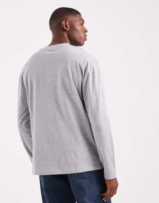 ASOS DESIGN – Essentials – Gråmelerad, avslappnad t-shirt med långa ärmar, 3 av 5