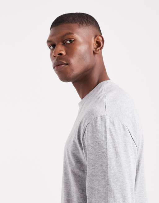 ASOS DESIGN – Essentials – Gråmelerad, avslappnad t-shirt med långa ärmar, 4 av 5