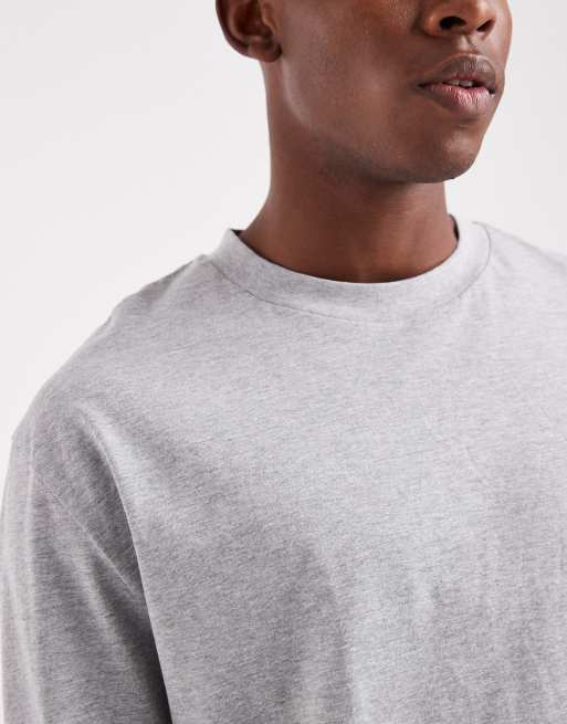 ASOS DESIGN – Essentials – Gråmelerad, avslappnad t-shirt med långa ärmar, 5 av 5