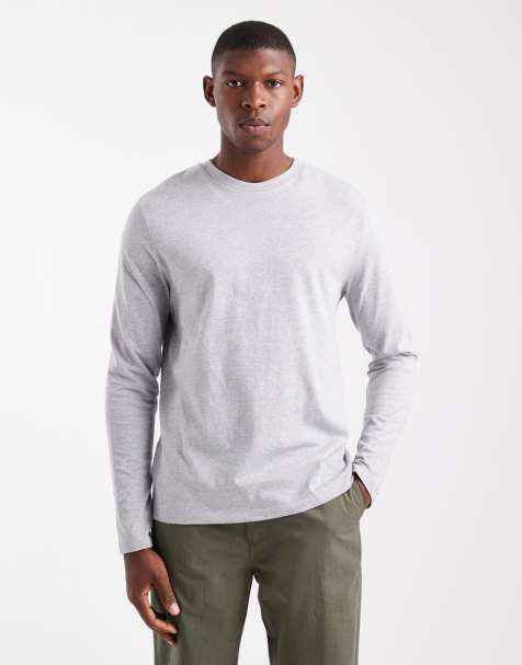 ASOS DESIGN – Essentials – Gråmelerad t-shirt i regular fit med långa ärmar - view 1