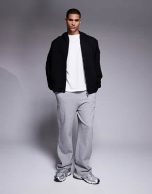 ASOS DESIGN - Essentials - Gråmelerede joggingbukser med brede ben - view 1