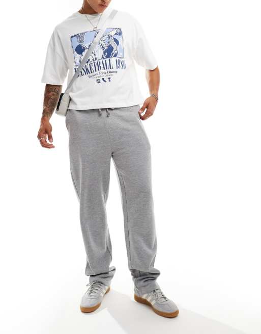 ASOS DESIGN - Essentials - Gråmelerede joggingbukser med lige ben