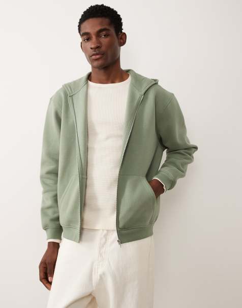 ASOS DESIGN - Essentials - Grøn afslappet hættetrøje med gennemgående lynlås - view 1