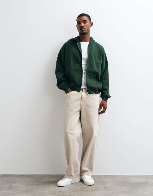 ASOS DESIGN - Essentials - Grøn ekstremt oversized T-shirt med gennemgående lynlås, 4 af 5