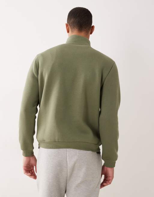 ASOS DESIGN essentials half zip sweatshirt in dusty olive, 3 of 5