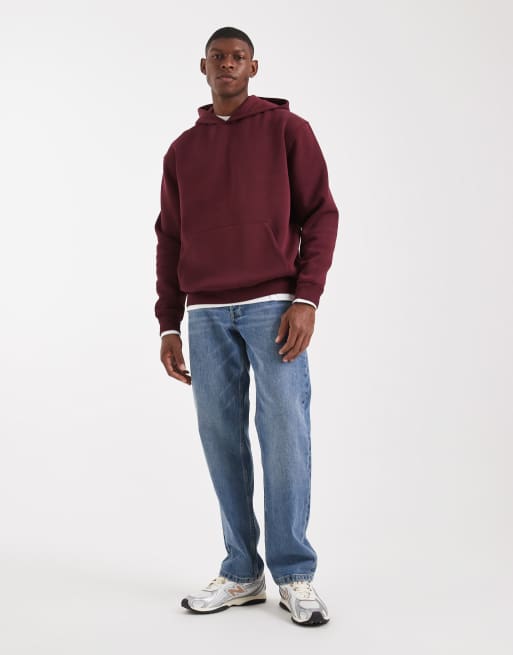 ASOS DESIGN essentials hoodie in burgundy