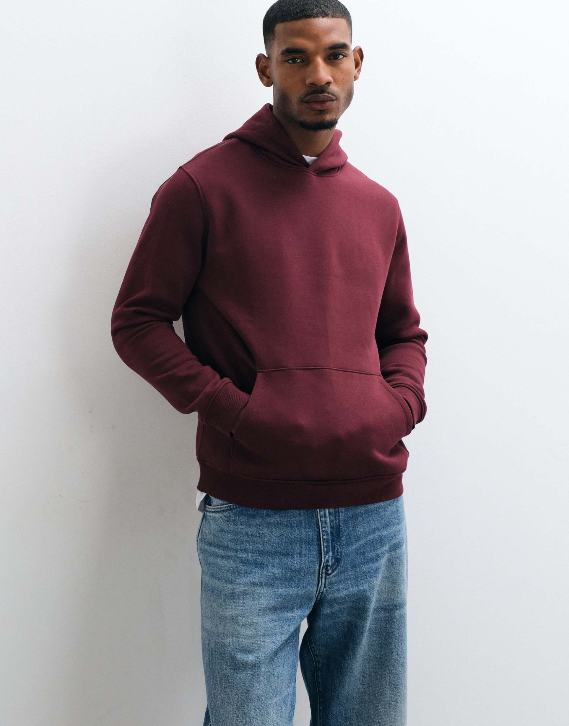 ASOS DESIGN essentials hoodie in burgundy