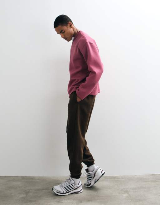 ASOS DESIGN essentials joggingbroek met boorden in bruin - BROWN, 4 van 5