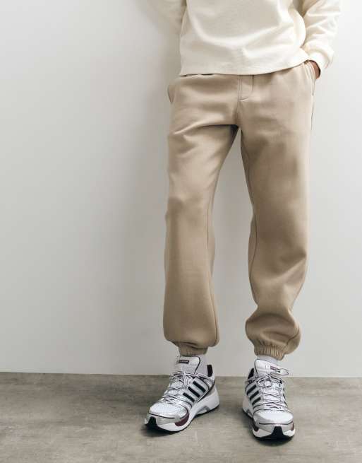 ASOS DESIGN essentials joggingbroek met omslag in beige, 2 van 5