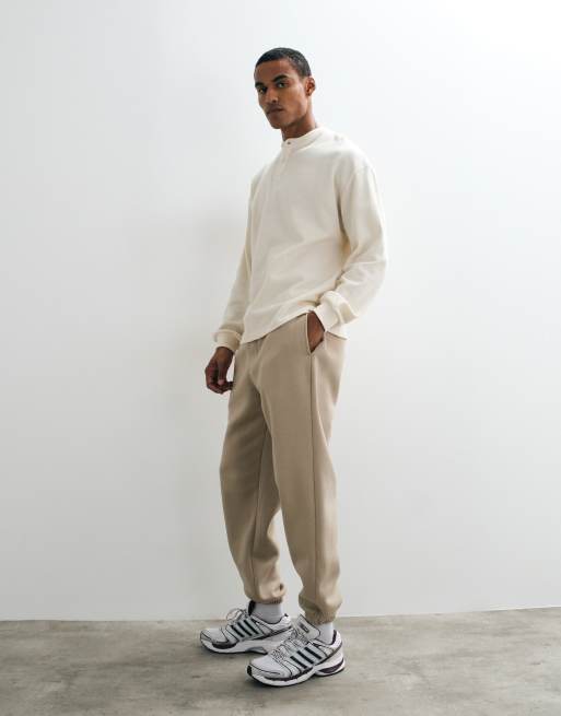 ASOS DESIGN essentials joggingbukser med elastik ved anklerne i beige, 3 af 5