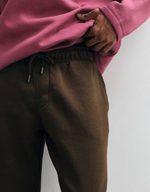 ASOS DESIGN essentials joggingbukser med opsmøg i brun - brun, 5 af 5