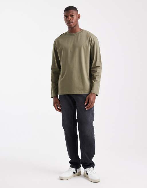 ASOS DESIGN – Essentials – Kakifärgad, avslappnad t-shirt med långa ärmar, 2 av 5