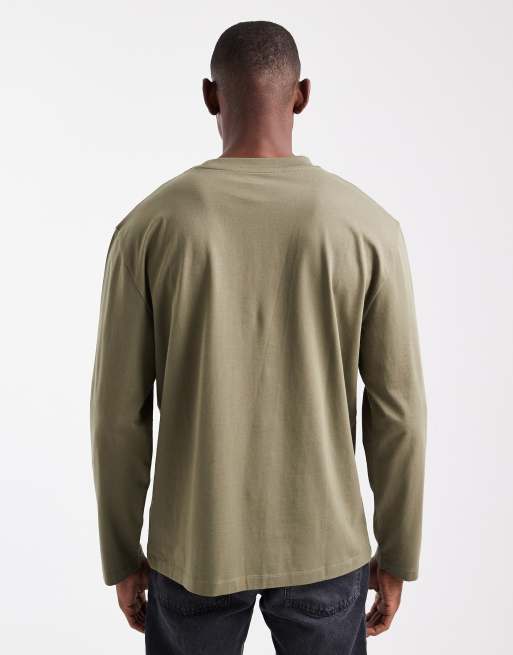 ASOS DESIGN – Essentials – Kakifärgad, avslappnad t-shirt med långa ärmar, 3 av 5