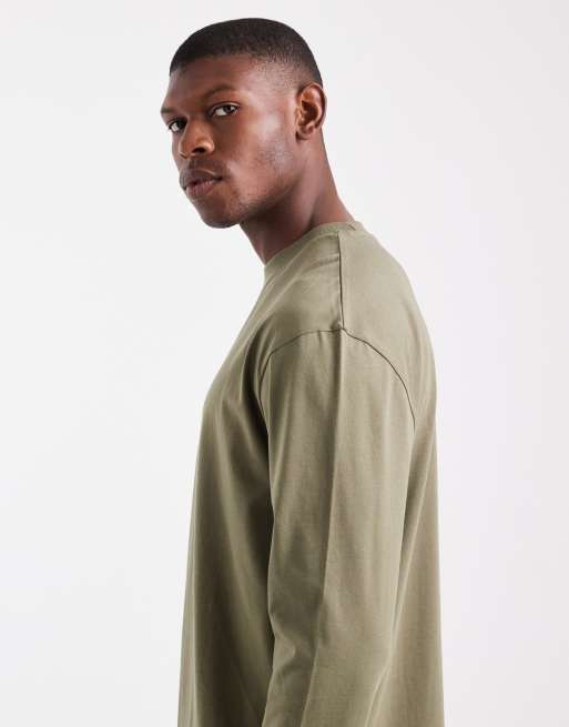 ASOS DESIGN – Essentials – Kakifärgad, avslappnad t-shirt med långa ärmar, 4 av 5