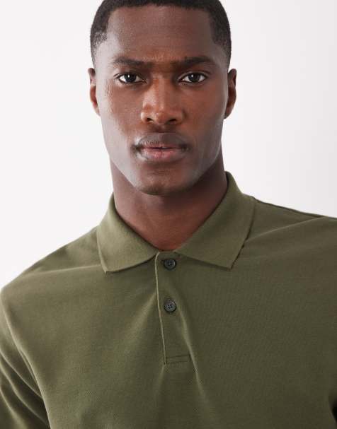 ASOS DESIGN – Essentials – Kakifärgad pikétröja i regular fit - view 1