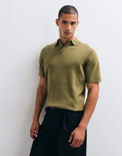 ASOS DESIGN - Essentials - Kakifarvet polo i fin ribstrik - view 1