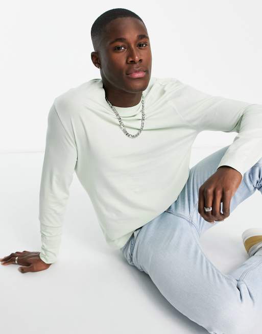 ASOS DESIGN - Essentials - Kakigrøn og langærmet T-shirt med rund hals