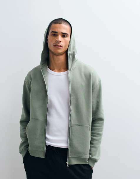 ASOS DESIGN – Essentials – Kapuzenjacke in Grün mit lockerer Passform und Reißverschluss - view 1