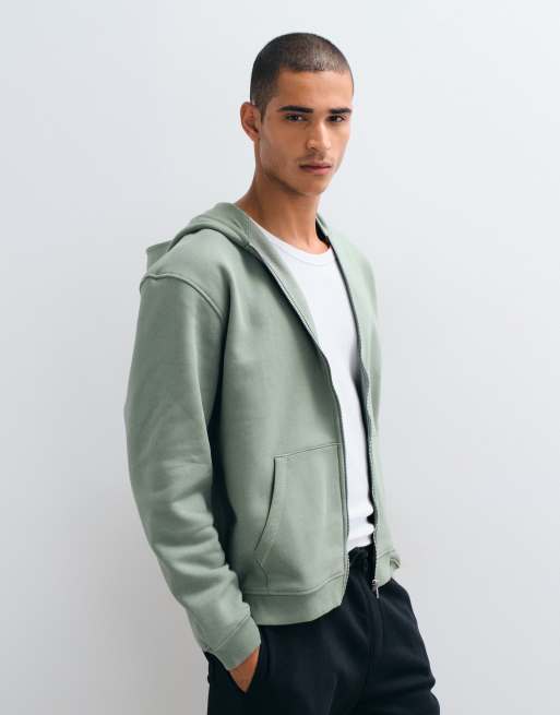 ASOS DESIGN – Essentials – Kapuzenjacke in Grün mit lockerer Passform und Reißverschluss, 4 von 5