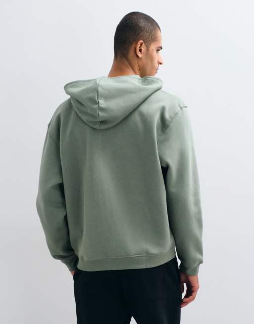 ASOS DESIGN – Essentials – Kapuzenjacke in Grün mit lockerer Passform und Reißverschluss, 5 von 5