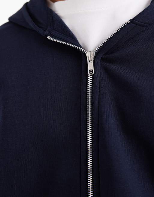 ASOS DESIGN – Essentials – Kapuzenjacke in Marineblau mit Reißverschluss und extremer Oversize-Passform , 5 von 5
