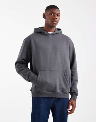 Essentials - Kapuzenpullover in Anthrazit mit lockerer Passform-Grau Grau XS