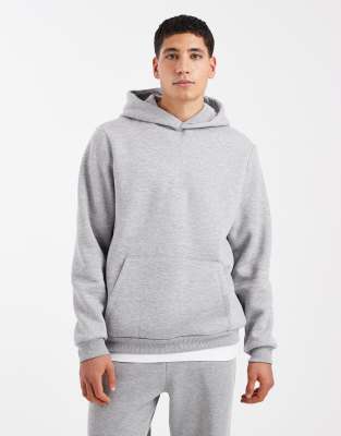 Essentials - Kapuzenpullover in grau meliert Grau L