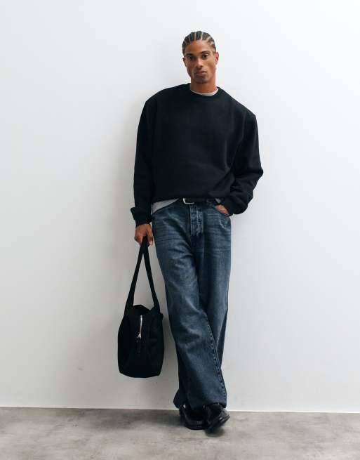 ASOS DESIGN – Essentials – Kastiges Relaxed-Fit-Sweatshirt in Schwarz, 3 von 5