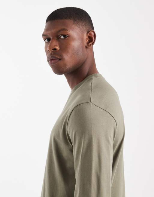 ASOS DESIGN - Essentials - Khaki langærmet T-shirt med rund hals, 4 af 5