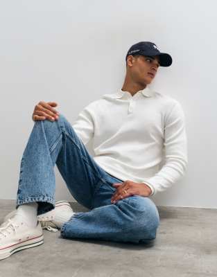 Asos Design Essentials Knit Lightweight Polo In White