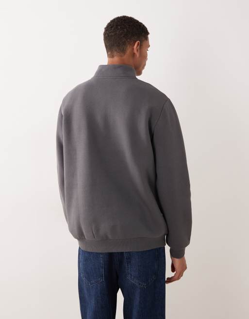 ASOS DESIGN - Essentials - Koksgrå sweatshirt med halv lynlås, 3 af 5