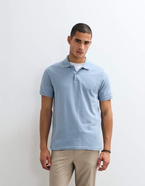 ASOS DESIGN – Essentials – Ljusblå pikétröja i regular fit - view 1