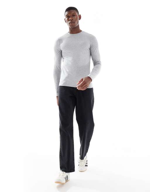 ASOS DESIGN – Essentials – Ljusgrå t-shirt i muscle fit med långa ärmar  , 2 av 5