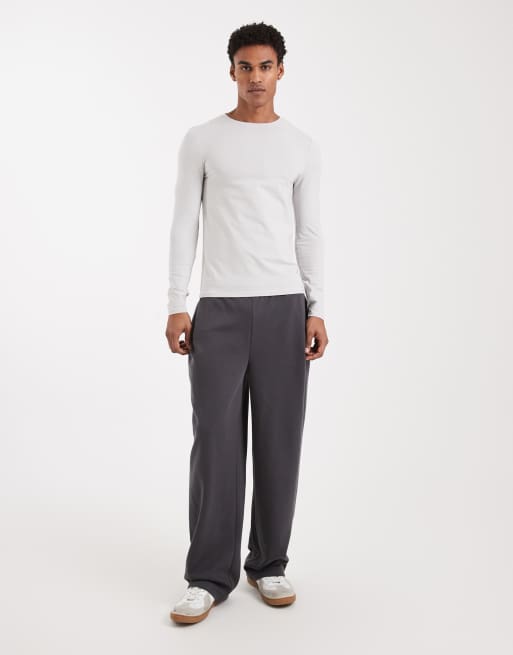 ASOS DESIGN – Essentials – Ljusgrå t-shirt i muscle fit med långa ärmar, 2 av 5