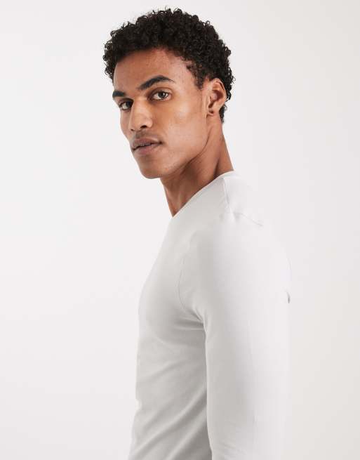 ASOS DESIGN – Essentials – Ljusgrå t-shirt i muscle fit med långa ärmar, 4 av 5