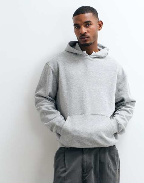 ASOS DESIGN – Essentials – Locker geschnittener Kapuzenpullover in meliertem Grau - view 1
