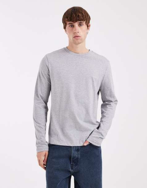 ASOS DESIGN Essentials long sleeve t-shirt in heather gray - view 1
