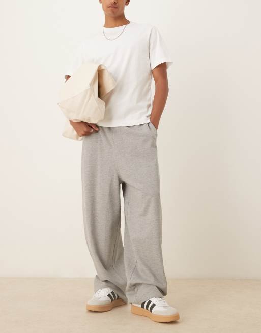 ASOS DESIGN essential oversized balloon trackies in grey marl