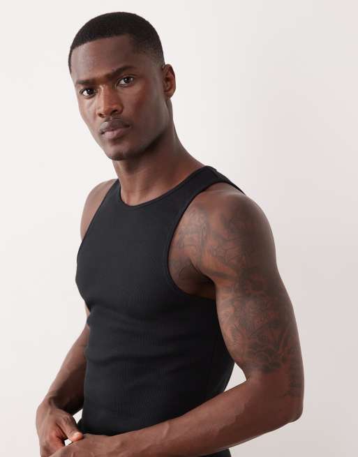 ASOS DESIGN - Essentials - Lot de 2 débardeurs moulants côtelés - Noir, 4 de 7