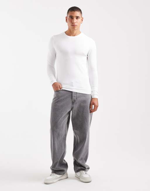 ASOS DESIGN - Essentials - Lot de 2 t-shirts moulants à manches longues - Noir et blanc , 2 de 5