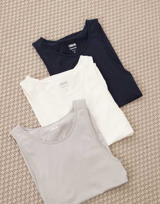 ASOS DESIGN - Essentials - Lot de 3 débardeurs moulants - Multicolore