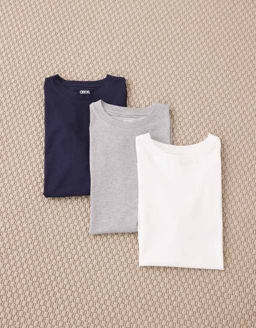 ASOS DESIGN - Essentials - Lot de 3 t-shirts coupe classique - Multicolore