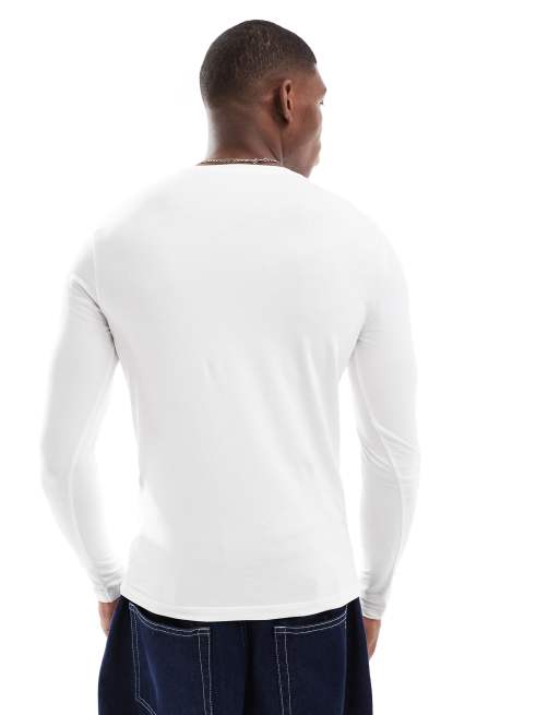 ASOS DESIGN - Essentials - Lyseblå og tætsiddende T-shirt med lange ærmer og rund hals, 4 af 4